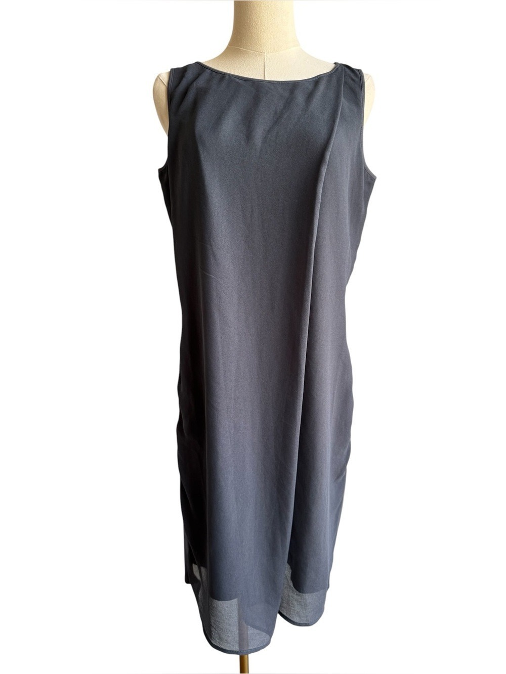 Stella Carakasi Relaxed Fit Below Knee Dress Sz S Dark Grey Sleeveless Modal